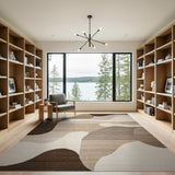 Wavy Abstract Beige Neutral Area Rug