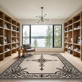 Ornate Floral Cross Beige Area Rug