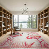 Pink Flamingo Pink Flamingo Palm Leaf Area Rug