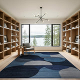 Blue Teal Overlapping Circles Geometric Rug