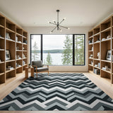 Modern Black White Zigzag Chevron Area Rug