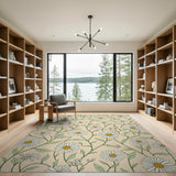 Beige Daisy Floral Vintage Area Rug
