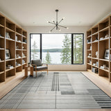 Modern Grey Grid Line Area Rug