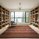 Vibrant Red Rust Geometric Stripe Area Rug