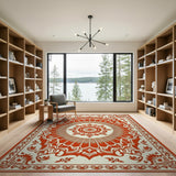 Elegant Red Mandala Persian Area Rug