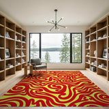 Multi-color and Patterns Vibrant Red Swirl Abstract Area Rug