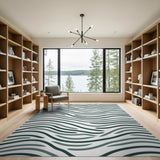 Wavy Teal Grey Modern Area Rug