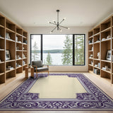 Traditional Persian Purple Ornate Floral Border Area Rug