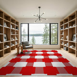 Bold Red and White Buffalo Check Area Rug