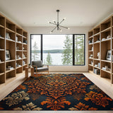 Ornate Burnt Orange Baroque Mandala Rug