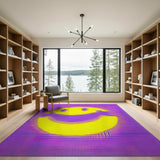 Retro Yellow Smiley Face Purple Halftone Area Rug
