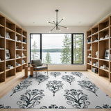 Black and White Elegant Black White Persian Paisley Area Rug
