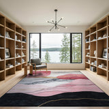 Abstract Pink Marble Gold Area Rug