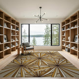 Beige and Neutral Beige Starburst Geometric Area Rug