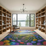 Rainbow Heart Meadow Washable Area Rug