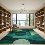 Green Emerald Green Geometric Abstract Area Rug