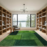 Multi-Tone Green Geometric Shag Rug