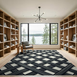 Modern Black White Trellis Lattice Area Rug