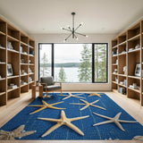 Coastal Starfish Blue Area Rug