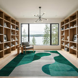 Green Geometric Modern Emerald Green Abstract Geometric Area Rug