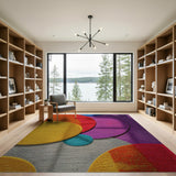 Geometric Modern Vibrant Overlapping Circles Multi-Color Area Rug