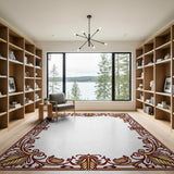 Ornate Gold Palmette Border Area Rug