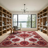 Red Traditional Persian Red Floral Persian Area Rug