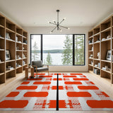 Bold Red Geometric Block Rug