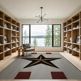 Southwestern Black Star Rug with Gold Accents Red Corners
