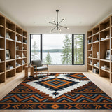 Southwestern Bold Orange Southwestern Geometric Area Rug