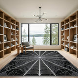 Gothic Spider Web Black White Area Rug