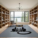Spooky Black Cat with Glowing Eyes Area Rug
