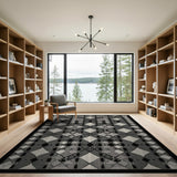 Black and White Geometric Modern Black White Diamond Geometric Area Rug