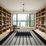 Black and White Geometric Modern Black White Geometric Stripe Rug