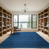 Textured Blue Striped Woven Area Rug