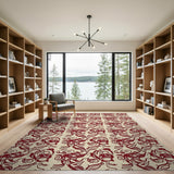 Red Stylized Bird Heritage Area Rug