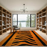 Abstract Area Orange Bold Orange Tiger Stripe Area Rug