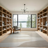 Abstract Area Beige and Neutral Abstract Beige Wave Area Rug