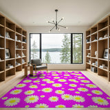 Vibrant Pink Daisy Field Area Rug