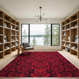 Red Swirling Persian Area Rug