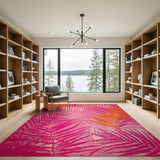 Pink Vibrant Pink Palm Frond Area Rug
