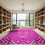 Vibrant Pink Geometric Labyrinth Rug