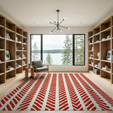 Vibrant Red Wavy Stripe Area Rug