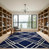 Navy Blue Nautical Rope Diamond Area Rug