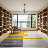 Bold Yellow Block Geometric Area Rug