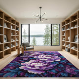 Purple Peony Blooms Area Rug