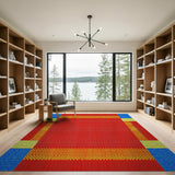 Bold Red Mosaic Geometric Area Rug