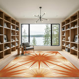 Radiant Orange Sunburst Geometric Rug