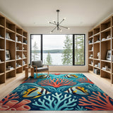 Vibrant Angelfish Coral Reef Area Rug