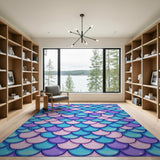 Mermaid Scales Area Rug - Pink Purple Teal
